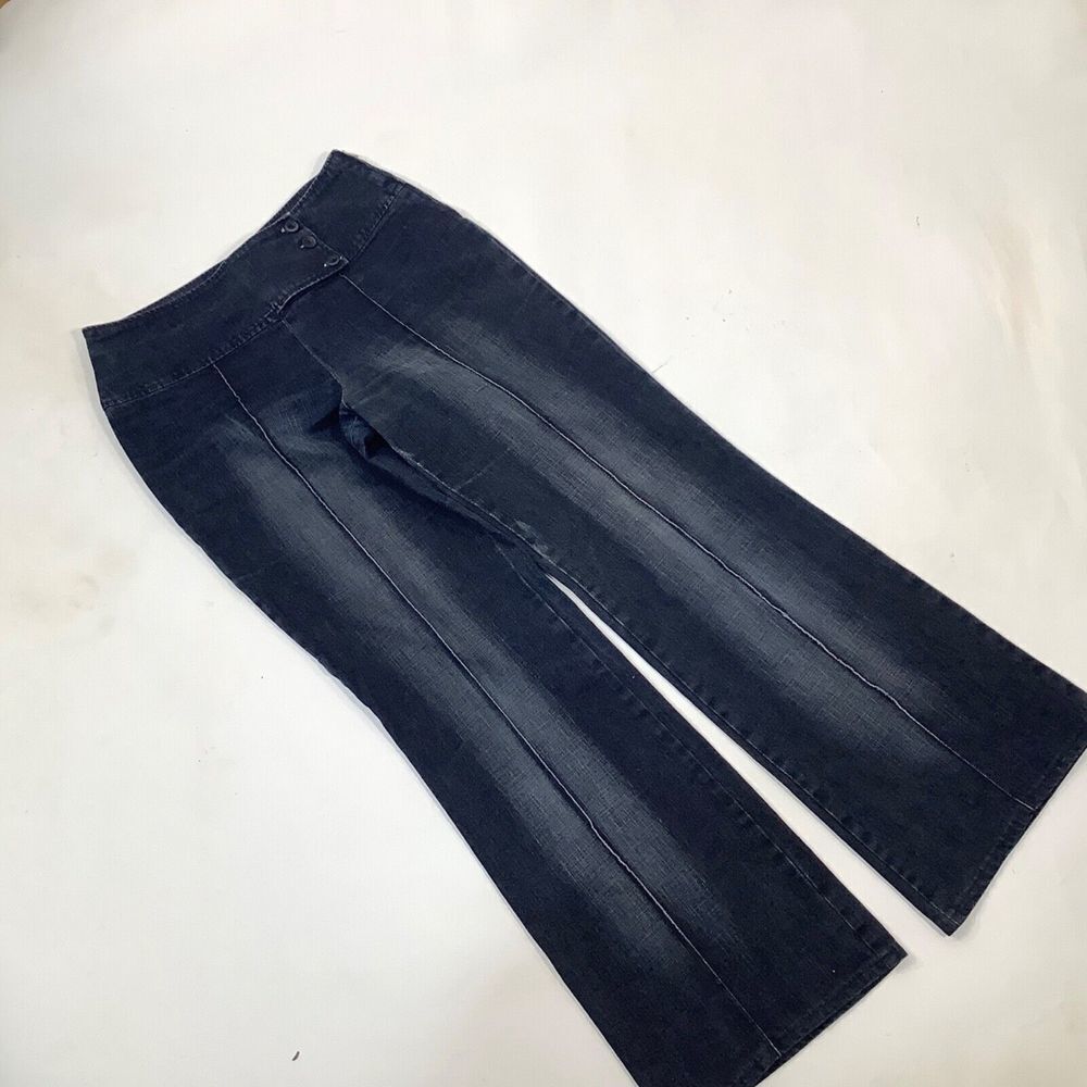 Womens Laura Ganetti Italy Jeans Stretch Pants  Size 38 Denim Flared Zip Buttons